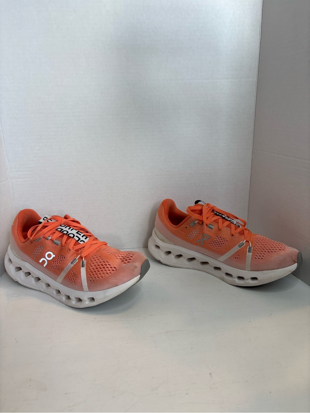 On Cloudsurfer Orange White Athletic Running Shoes Sneakers Womens Size 9